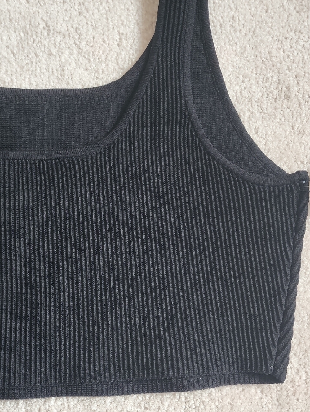 Babaton Black Ribbed Square-Neck Crop Top 2XL - Picture 6 of 9